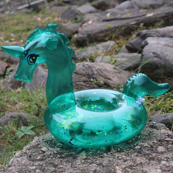 ORDDIART 4Pcs Easy Inflate Green Floating Drink Holder with Stable Design for Poolside Decoration
