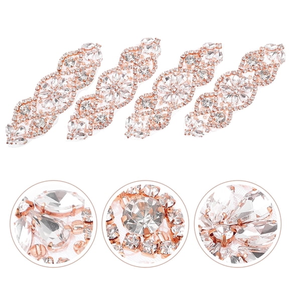 SOPOTUTU Rose Rhinestone Applique Set for Clothing Decoration, 4 Pieces Elegant Sparkling Embellishments