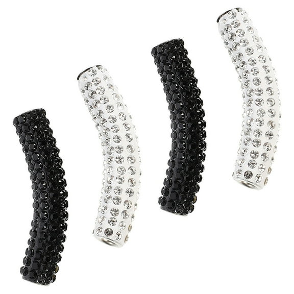 SOPOTUTU Rhinestone Studded Metal Shoelace Tubes for Decoration Assorted Colors 4Pcs