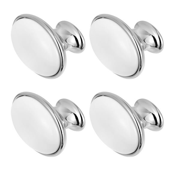 ORDDIART 4Pcs Silver Cabinet Knob in Zinc Alloy with Ellipse Shape for Furniture Handle