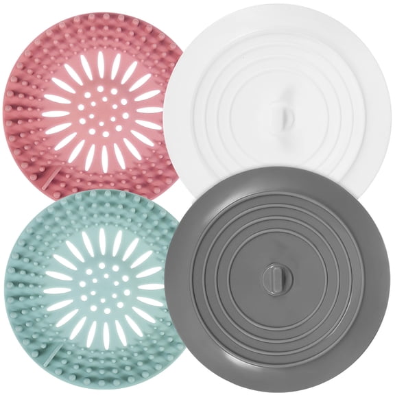 ORDDIART 4Pcs Durable Silicone Sink Plug and Hair Catcher Strainer for Bathroom and Kitchen Drains