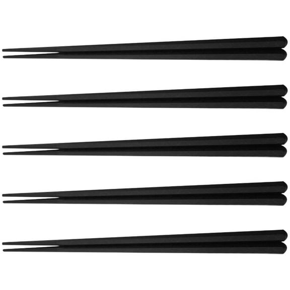 ORDDIART 5 Pairs Black Pointed Tip Non- Reusable Easy to Clean PP Chopsticks for Home Kitchen Dining 8.76x0.28x0.28in