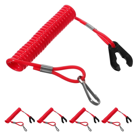 ORDDIART 5Pcs Boat Engine Safety Leash Red Emergency Stop Cord Durable Tether for Outboard Motors