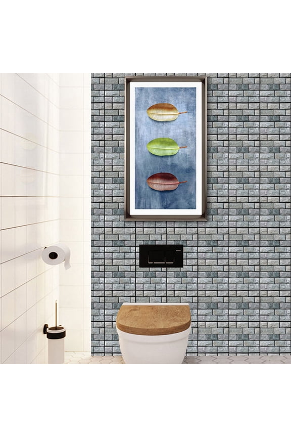 5Pcs Heat Resistant Humidity Resistant 3D Self-Adhesive Brick Pattern Wallpaper for Bedroom 11.8x11.8in