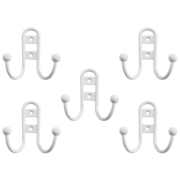 SOPOTUTU Set of 5 White Zinc Alloy Wall Hooks with Smooth for Home Organization and Storage