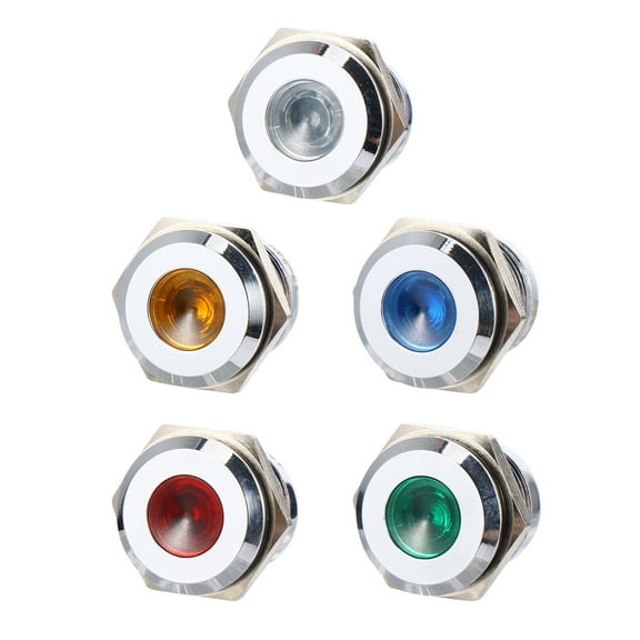ORDDIART 5-Pack Metal Round Indicator Lights for Car, Boat, Model Cars, Dash Panels, and Signal Lighting Accessories