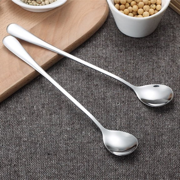 ORDDIART 6Pcs Plated Silver Stainless Steel Dessert Spoon Set Kitchen Use Smooth Handle Easy Use