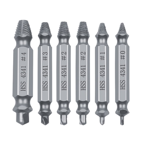 SOPOTUTU 6-Piece Screw Extractor Tool Set for Removing Damaged, Stripped, and Flat Screws