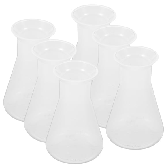 ORDDIART Transparent PP Conical Flasks 6Pcs for Laboratory Storage and Mixing