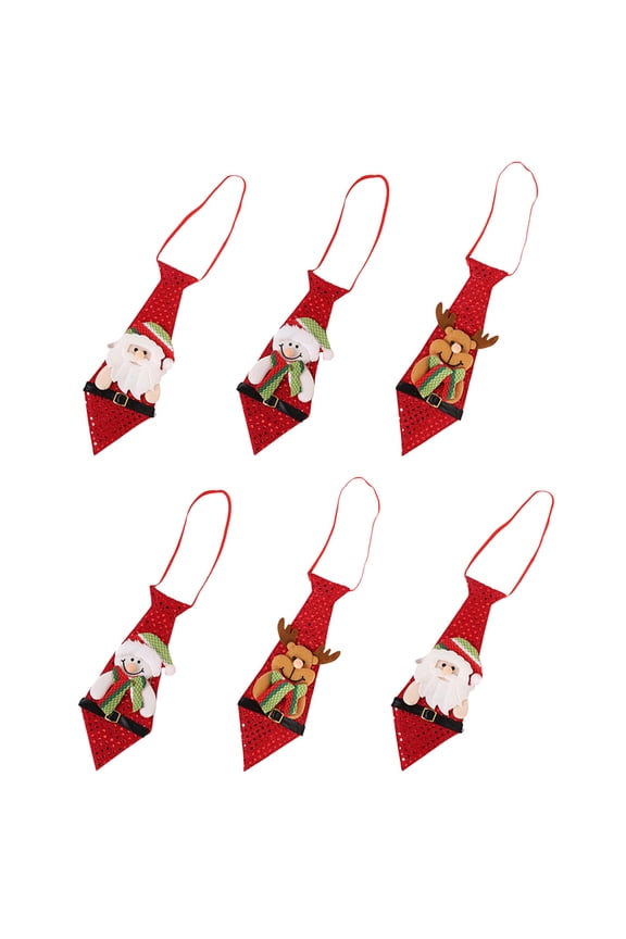 BESTYASH Mens Ties Decorative Party Neck Ties 6Pcs Red Festive Decoration
