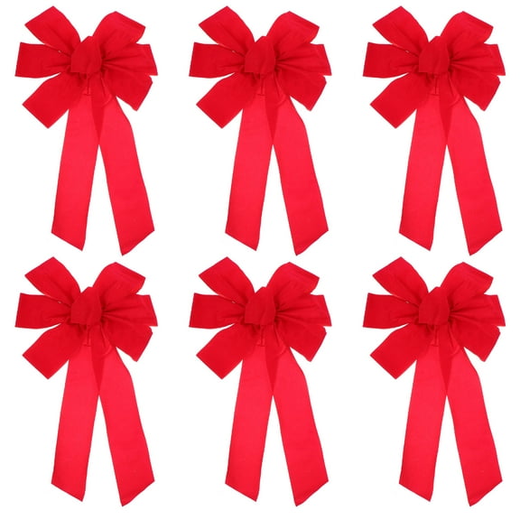 ORDDIART 6Pcs Rustic Crafts Bows Christmas Bowknot Ornament in Red Flannel Material