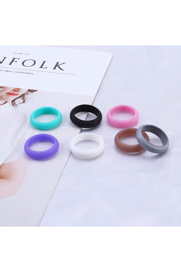 7-Piece Silicone Wedding Bands Set, Circular for Work, Renovation, and Everyday Wear