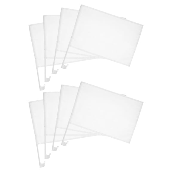 ORDDIART 8Pcs Car Flags White Blank Handheld Flags with Pole for Festive Car Decoration