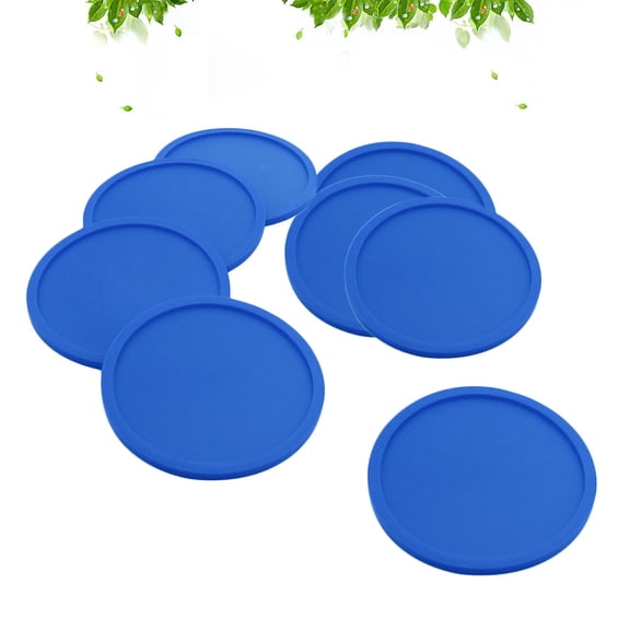ORDDIART 8Pcs Coaster Cups Table Mats Round Blue Silicone Nonslip Heat Resistance Family Members