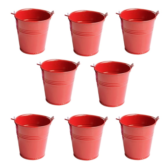 ORDDIART 8Pcs Small Metal Flower Pots Hanging Buckets for Garden Balcony Fences 2.2 * 2.2 * 1.6in