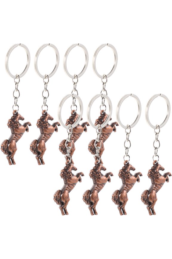 8-Piece Set of Unique Golden Alloy Horse Racing Keychains for Car, Backpack, and Bag Accessories