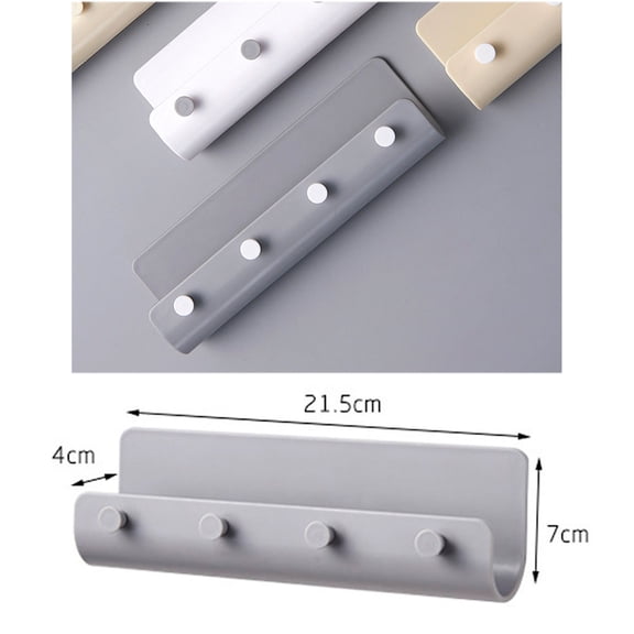 ORDDIART Adhesive Key Holder 1Pcs Grey Abs U Shaped Storage Rack for Key Hanging in Bathroom Living .5x4x7cm