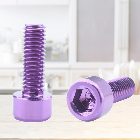 SOPOTUTU Cylindrical Screw Purple Aluminum Alloy 2 Pcs