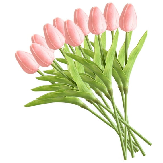ORDDIART Artificial Tulips 10Pcs Pink For Home Tulips Decor And Photography Props 35.4*3.1*1.5In