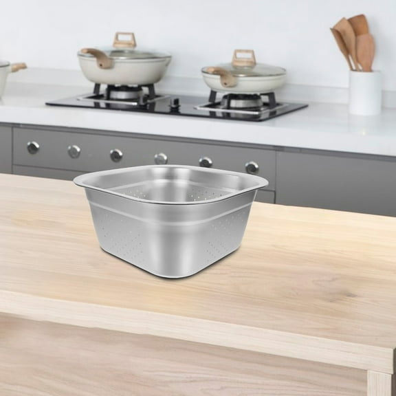 ORDDIART Colander for Kitchen 1Pack 11.8x11.8x4.9in Square Shape Stainless Steel for Household Use