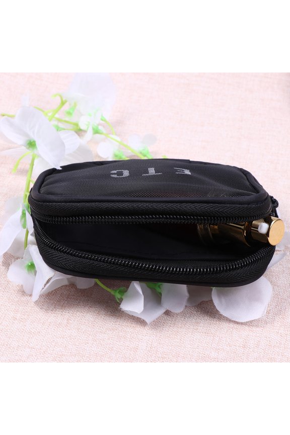 Cosmetics Storage Bag 1Pack Cube Shape Black Dacron Nylon 11x11x2cm