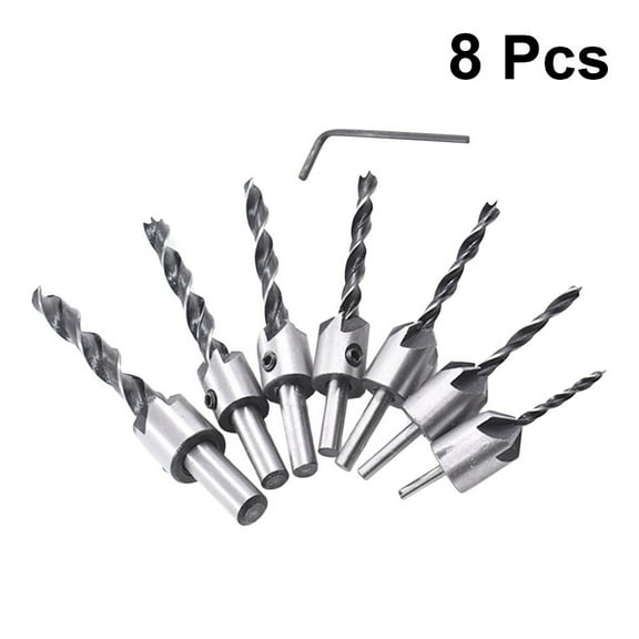 SOPOTUTU 7-Piece Silver Countersink Drill Bit Set for Engineers, Metal, Wood, Plastic, Precision Drilling Tools