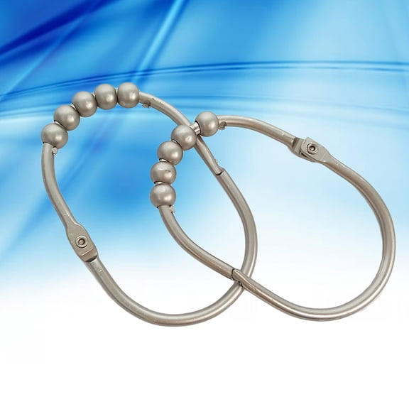 ORDDIART Curtain Rings With Hooks 12PCS Set Nickel Stainless Iron Rustproof Heavy Duty For Bathroom Users