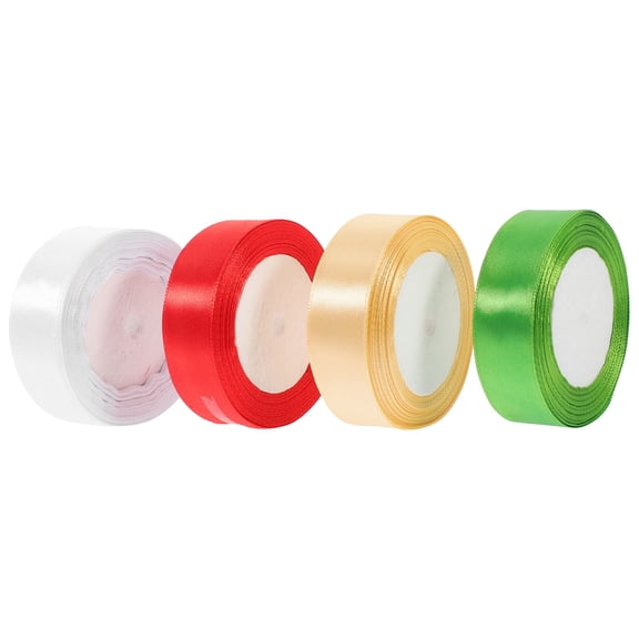 ORDDIART DIY Decorative Ribbon 4 Rolls of Red Polyester for Lovely and Festive Packages 11.3x0.98in