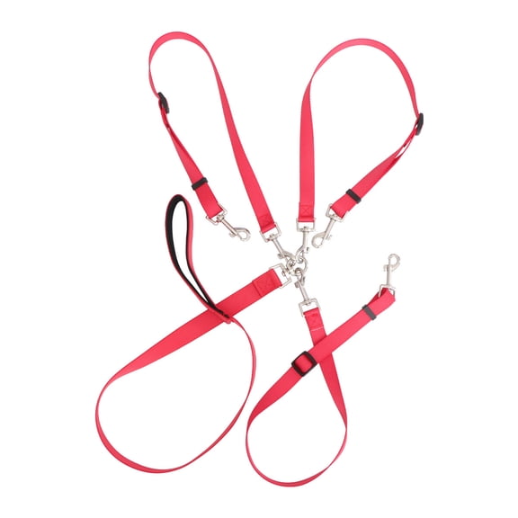 ORDDIART Dog Chain Leads 1Pack Three Heads Coupler in Red for Training