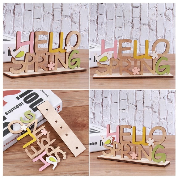 ORDDIART Easter Tabletop Decorations 1Pc Wooden English Letters Crafts Multi Colored 3x18 5x9cm for Living Room