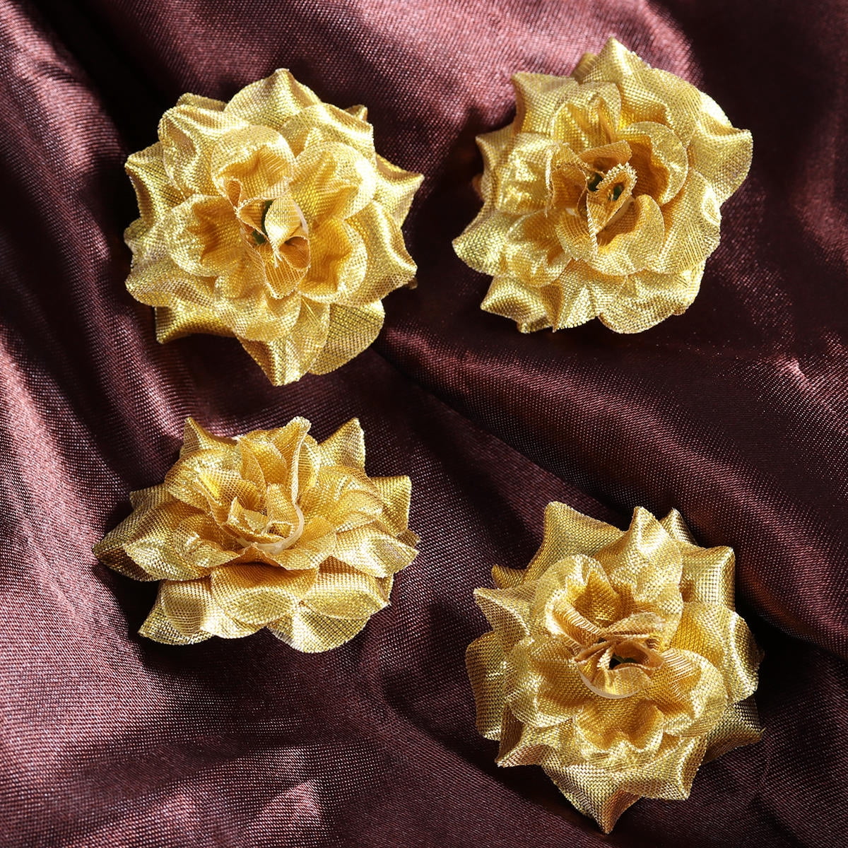 ORDDIART Golden Silk Rose Flower Heads 50Pcs Small Faux Flowers For ...