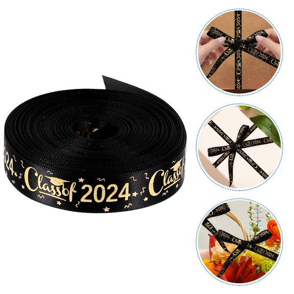 ORDDIART Black Ribbon Roll for Graduation Wrapping and Congrats Grad Decorations, Stylish Present Packaging