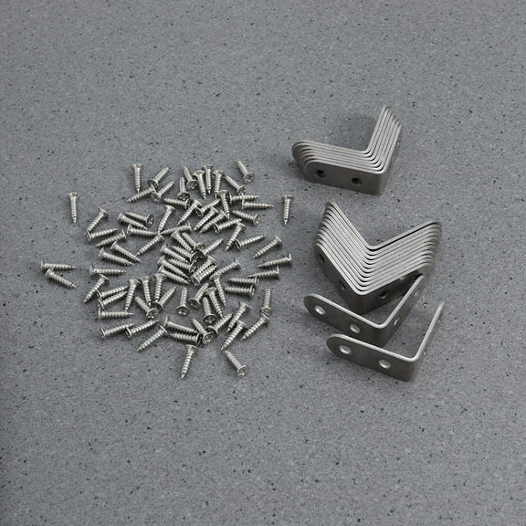 ORDDIART Metal Angle Brackets 20Pcs 4X4X1.6In 90 Degree Stainless Steel for Furniture Assembly 80Pcs Screws