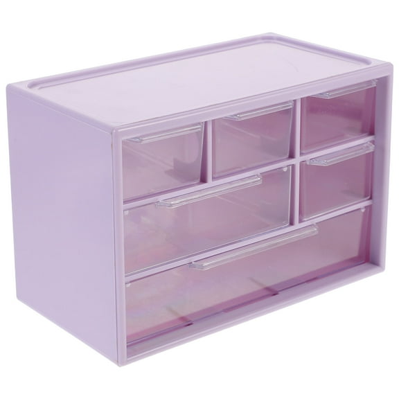 ORDDIART Office Storage Case Purple Plastic Drawer Organizer For Women General Users 1Set 7.1X4.7X3.9In