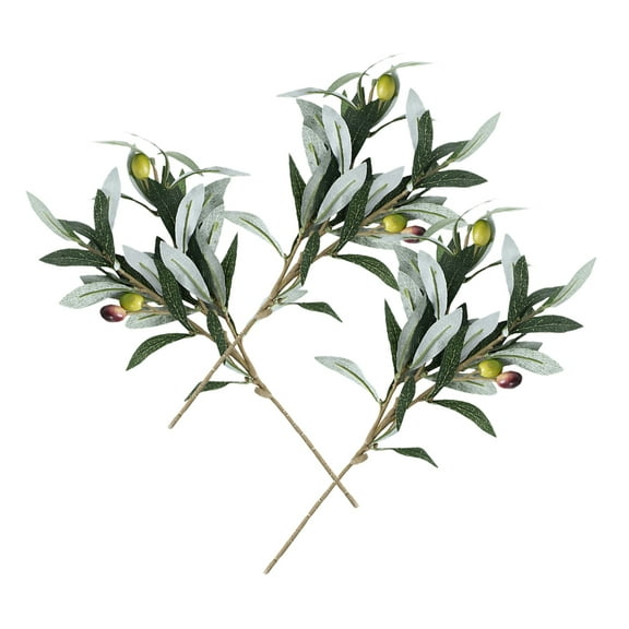SOPOTUTU 3 Pcs Artificial Olive Branch Stems for Table Centerpiece Decoration, Home and Wedding Floral Arrangement