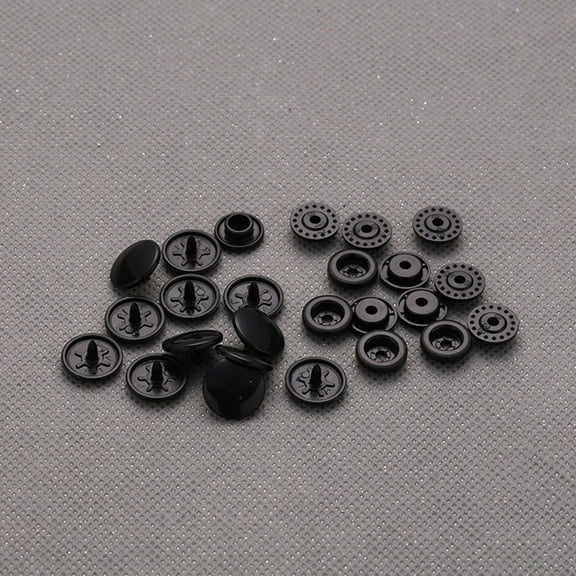 ORDDIART Plastic Sewing Snap Buttons 100 Sets Black Resin Round for Cloth Diapers and Bibs Accessories