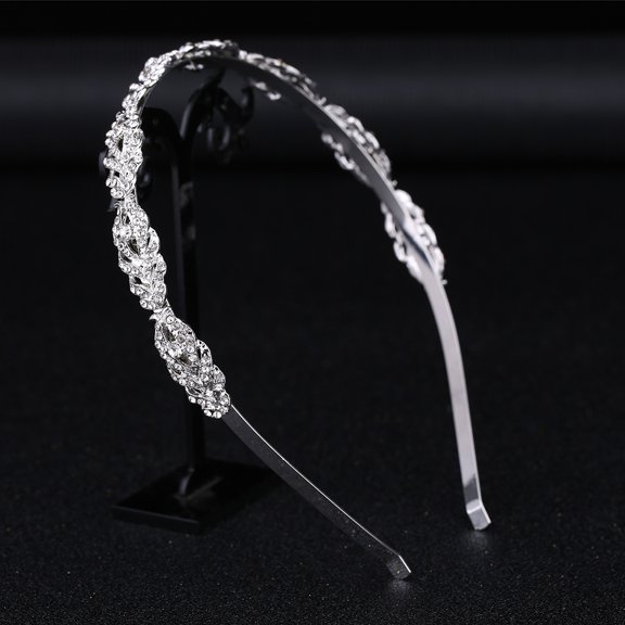 ORDDIART Plated Silver Rhinestone Hair Hoop for Party Photo Shoot and Wedding Decorative Headwear