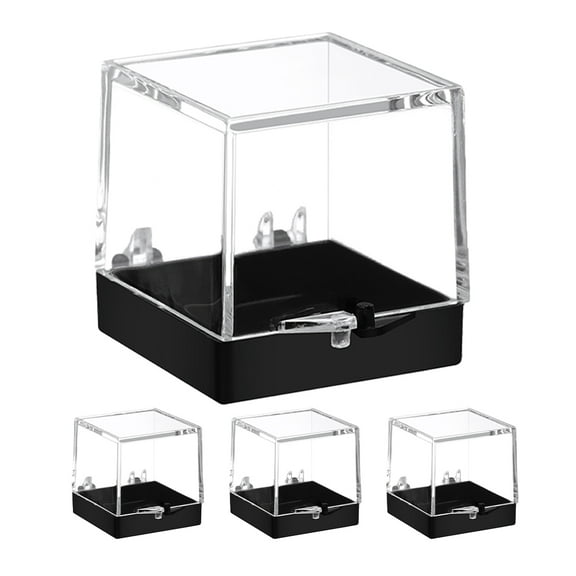 ORDDIART 4-Piece Rock Collection Display Box Set with Clear Plastic Square Cases for Storage and Organization