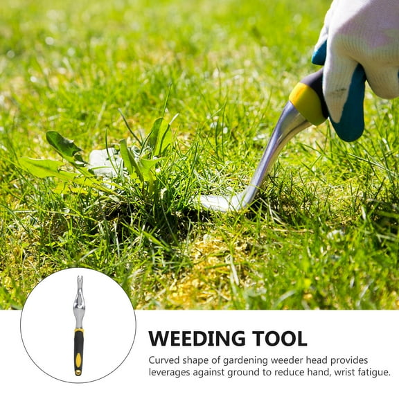 ORDDIART Rubber Handle Weeder Fork for Manual Weeding in Garden 1Set