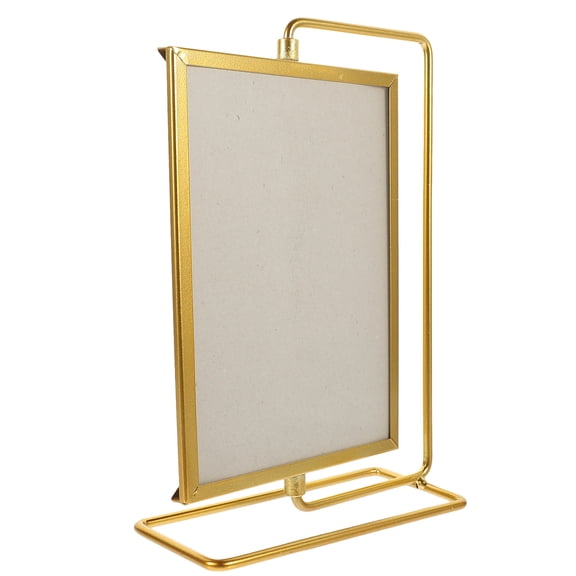ORDDIART Square Golden Iron Photo Frame 11.8X6.1X2.7in 1Pack Rotating Tabletop Picture Holders for Office