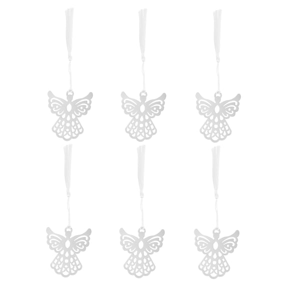 ORDDIART Stainless Steel Tassel Bookmark for Students 6Pcs 2.75X2.55X0.08Inch