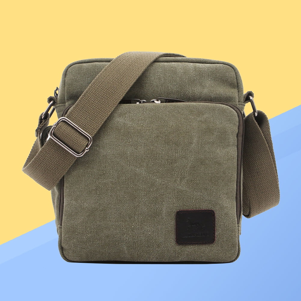 ORDDIART Travel Shoulder Bag For Men 1Pack Olive Green Canvas 20x11x23cm