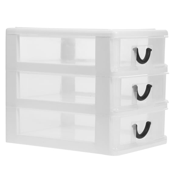 ORDDIART White PP Plastic Cosmetic Drawer Organizer, 3-Tier Desktop Makeup Storage Box with Drawers for Vanity, Bathroom