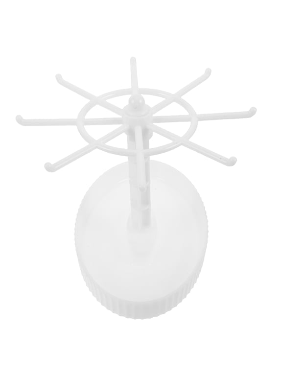 White Rotating Display Stand, Countertop Earring Organizer Rack and Key Holder for Retail or Home Use