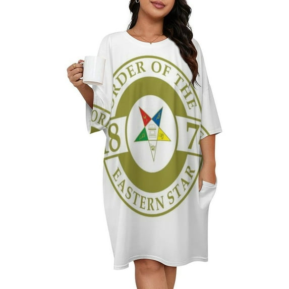 ORDER OF THE EASTERN STAR Sleepshirts For Sleeping Travels Loose Sleepdress Pajama Dress Soft Nightdress Sleepwear