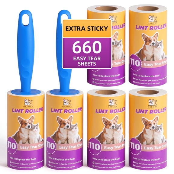Yecaye Extra Sticky Lint Roller 6 Pack, 660 Sheets Total