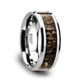 thumbnail image 1 of ORDOVICIAN Dinosaur Bone Inlaid Tungsten Carbide Beveled Edged Ring, 1 of 2