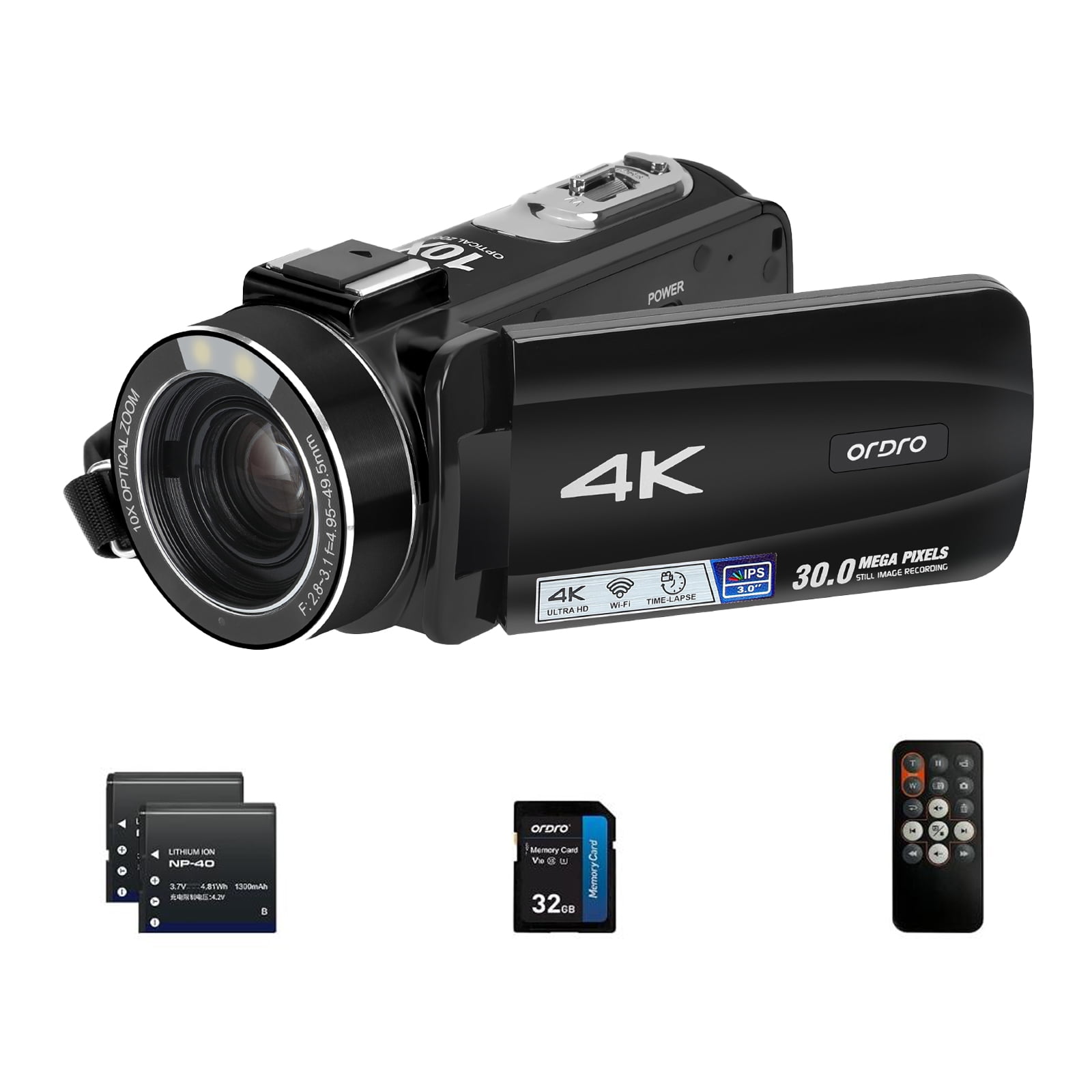 Best Camcorder For Vlogging ORDRO 4K Video Camera 30MP Camcorder with 10x Optical Zoom WiFi