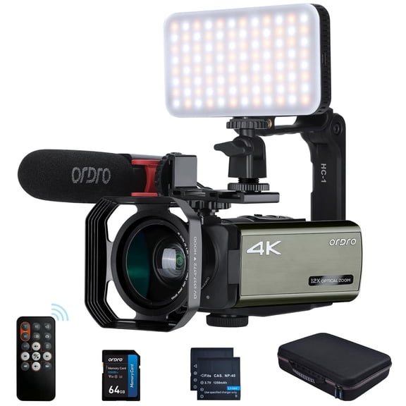 ORDRO 4K Video Camera AX65 Camcorder 12x Optical Zoom Vlogging Digital Camers for Live-streaming