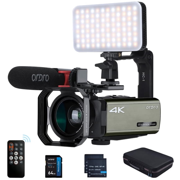 ORDRO 4K Video Camera AX65 Camcorder 12x Optical Zoom Vlogging Digital Camers for Live-streaming
